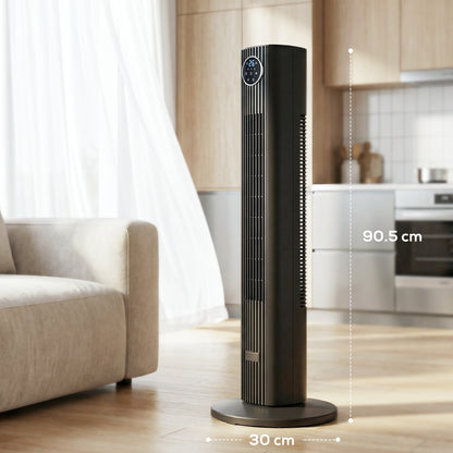 28dB Tower Fan for Bedroom, 26 ft/s Velocity Standing Fan, Black