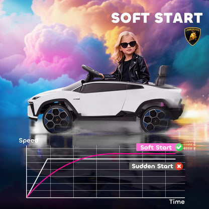 Licensed Lamborghini Electric Ride On Car with Suspension, White