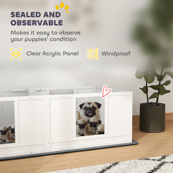 Whelping Box for Dogs with Whelping Pad, Two Room Design, 164 x 80cm