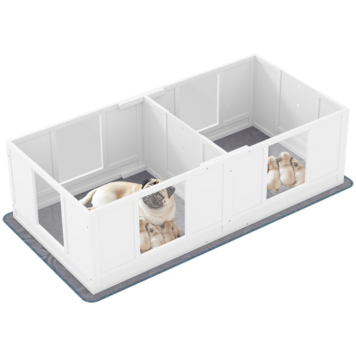 Whelping Box for Dogs with Whelping Pad, Two Room Design, 164 x 80cm