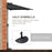 3(m) Half Parasol Semi Round Umbrella Patio Metal Frame Crank Handle for Balcony-- NO BASE INCLUDED, Black