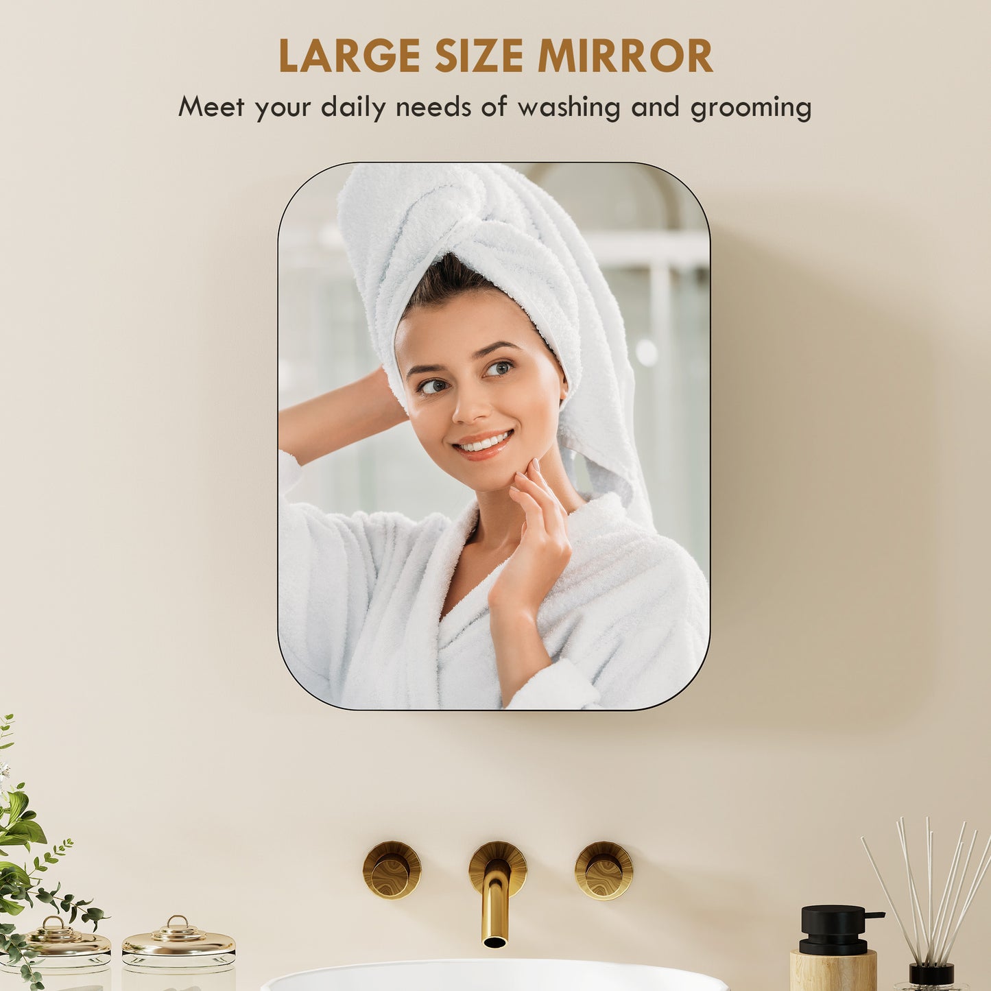 Wall Mounted Bathroom Cabinet with Mirror Adjustable Shelves Black