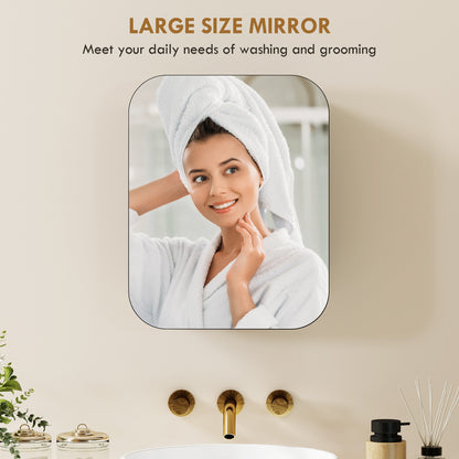 Wall Mounted Bathroom Cabinet with Mirror Adjustable Shelves Black