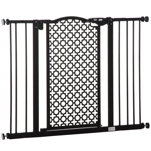 74-105 cm Pet Safety Gate Barrier Stair Pressure Fit with Auto Close and Double Locking for Doorways, Hallways, Black