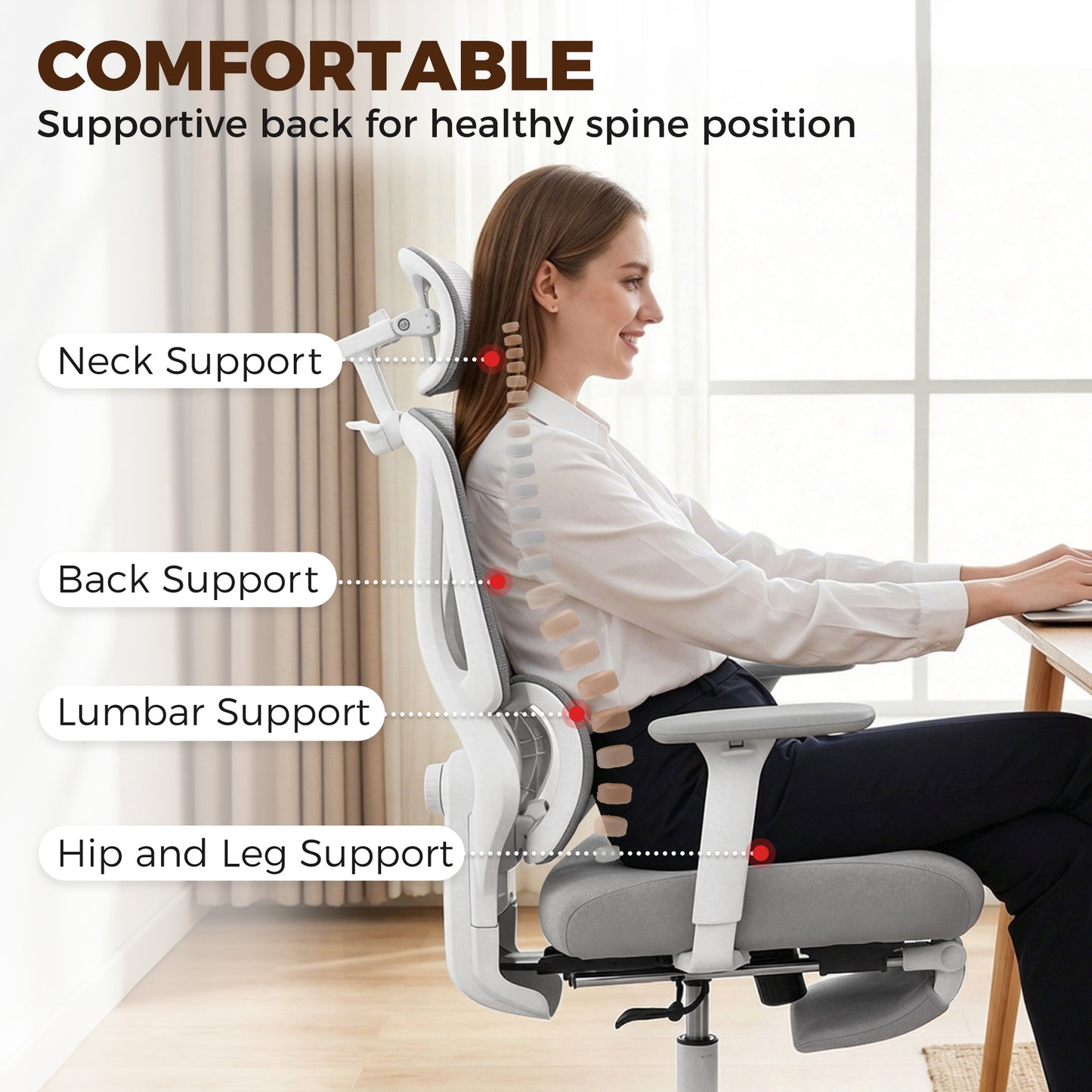 Executive Office Chair, Recliner Computer Chair with Footrest, Grey