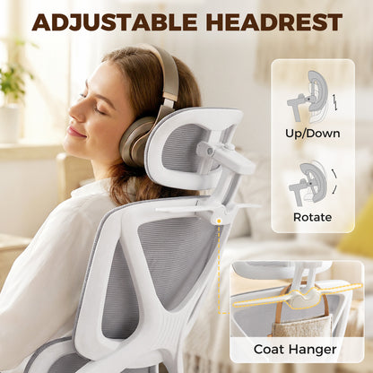 Executive Office Chair, Recliner Computer Chair with Footrest, Grey