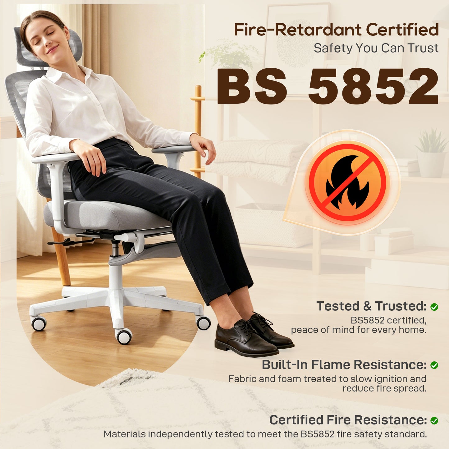 Executive Office Chair, Recliner Computer Chair with Footrest, Grey