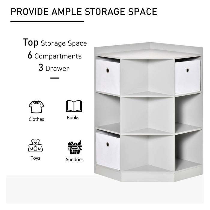 Kids Storage Cabinet Corner Organizer with Anti-tipping Hardware Drawer