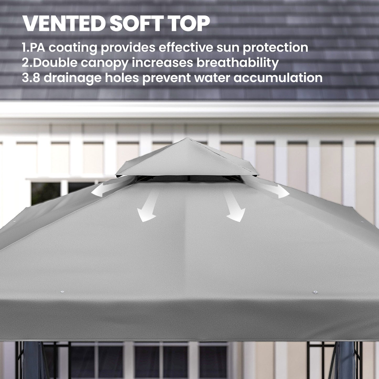 3 x 3(m) Patio Gazebo Canopy Garden Pavilion, Light Grey