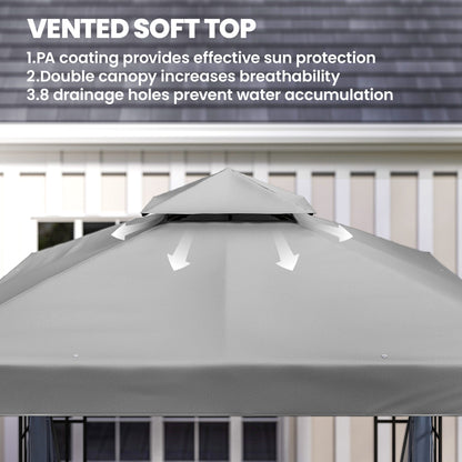 3 x 3(m) Patio Gazebo Canopy Garden Pavilion, Light Grey