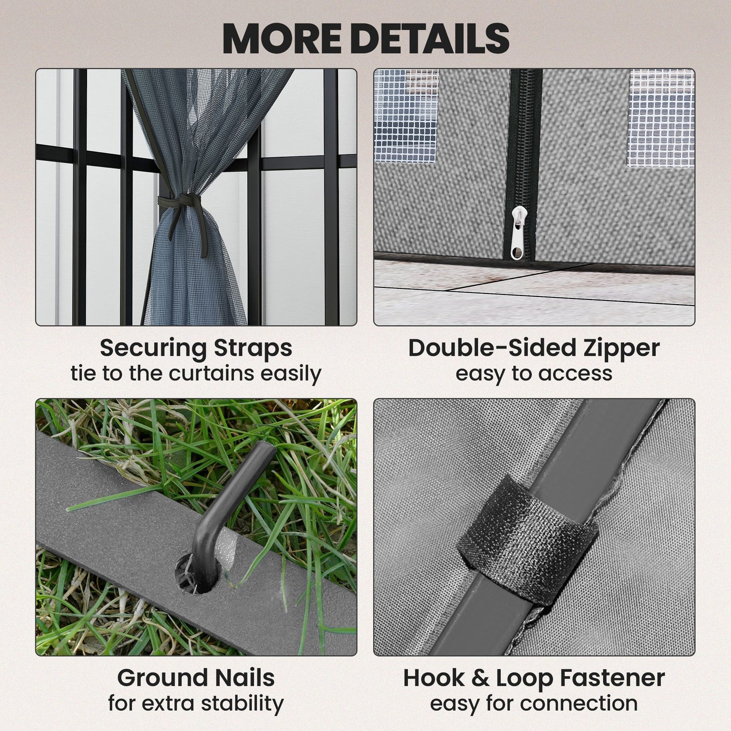 3 x 3(m) Patio Gazebo Canopy Garden Pavilion, Light Grey