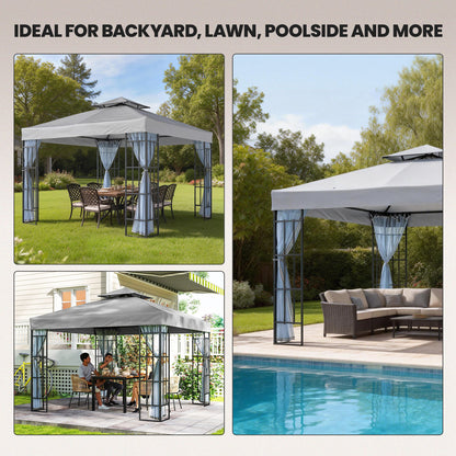 3 x 3(m) Patio Gazebo Canopy Garden Pavilion, Light Grey