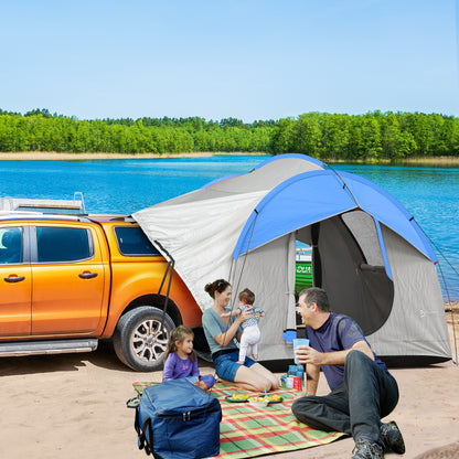 SUV Car Tent for Camping, Waterproof PU2000mm, 5 Man Tailgate Tent, for SUV Van Pickup, 2.4 x 2.1 m, Grey and Blue