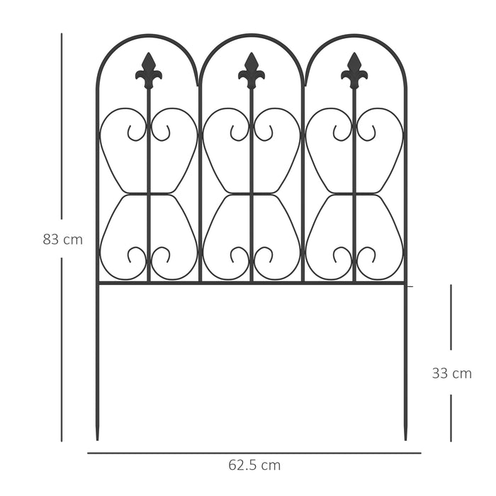 Decorative Garden Fencing, 5PCs Outdoor Picket Fence Panels, Rustproof Metal Wire Landscape Flower Bed Border Edging Animal Barrier, Black