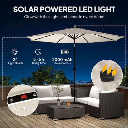 2.6 m Garden Parasol Umbrella with Light, Outdoor Patio Umbrella