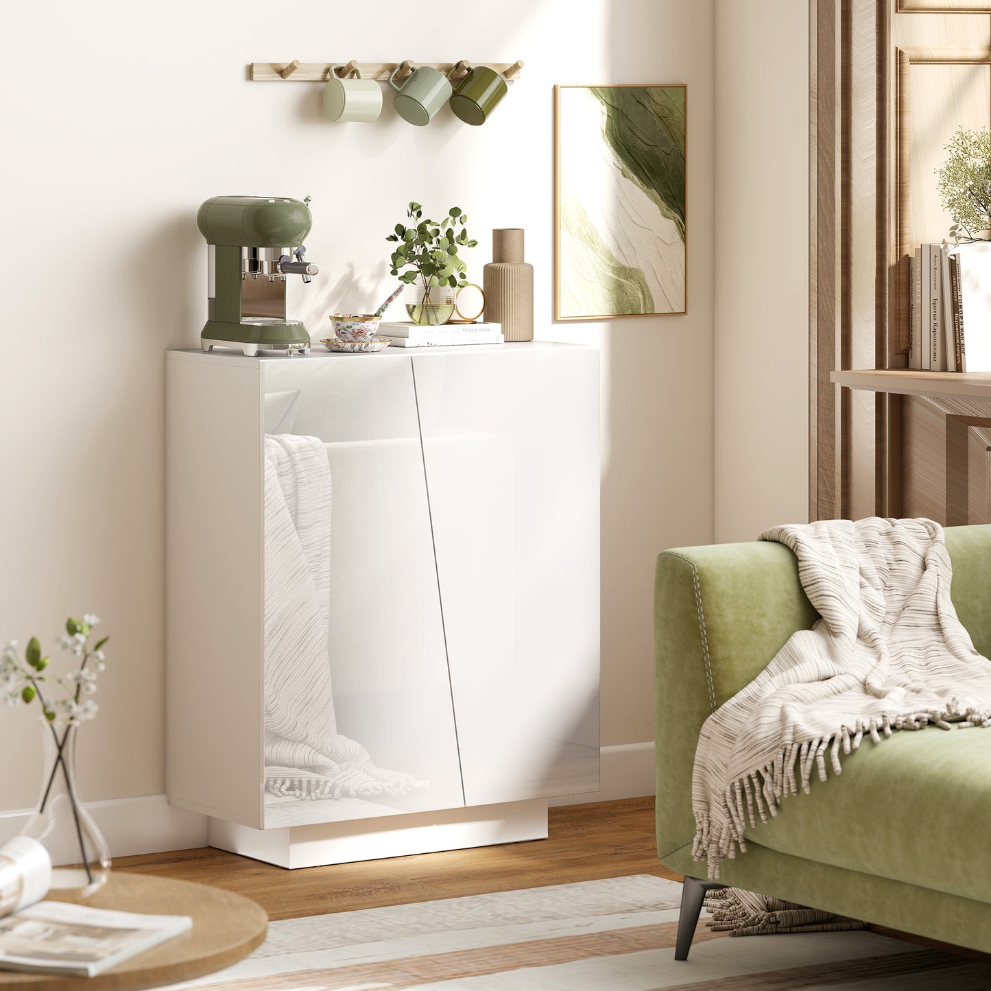 High Gloss Storage Cabinet for Bedroom Living Room Dining Room White
