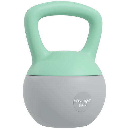 8KG Kettlebell with Soft Body and Non-Slip Handle, Grey and Green