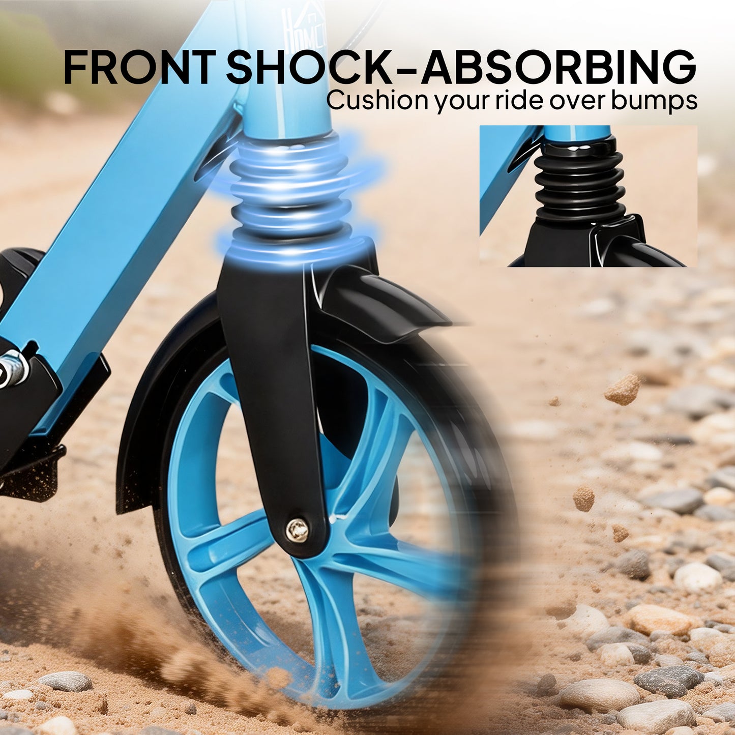 Folding Kick Scooter for 14+ w/ Adjustable Height, Blue