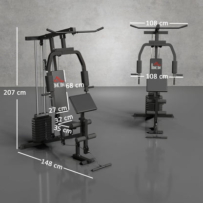 Multi Gym with 45kg Weight Stack, Chest Press and Leg Developer - Black