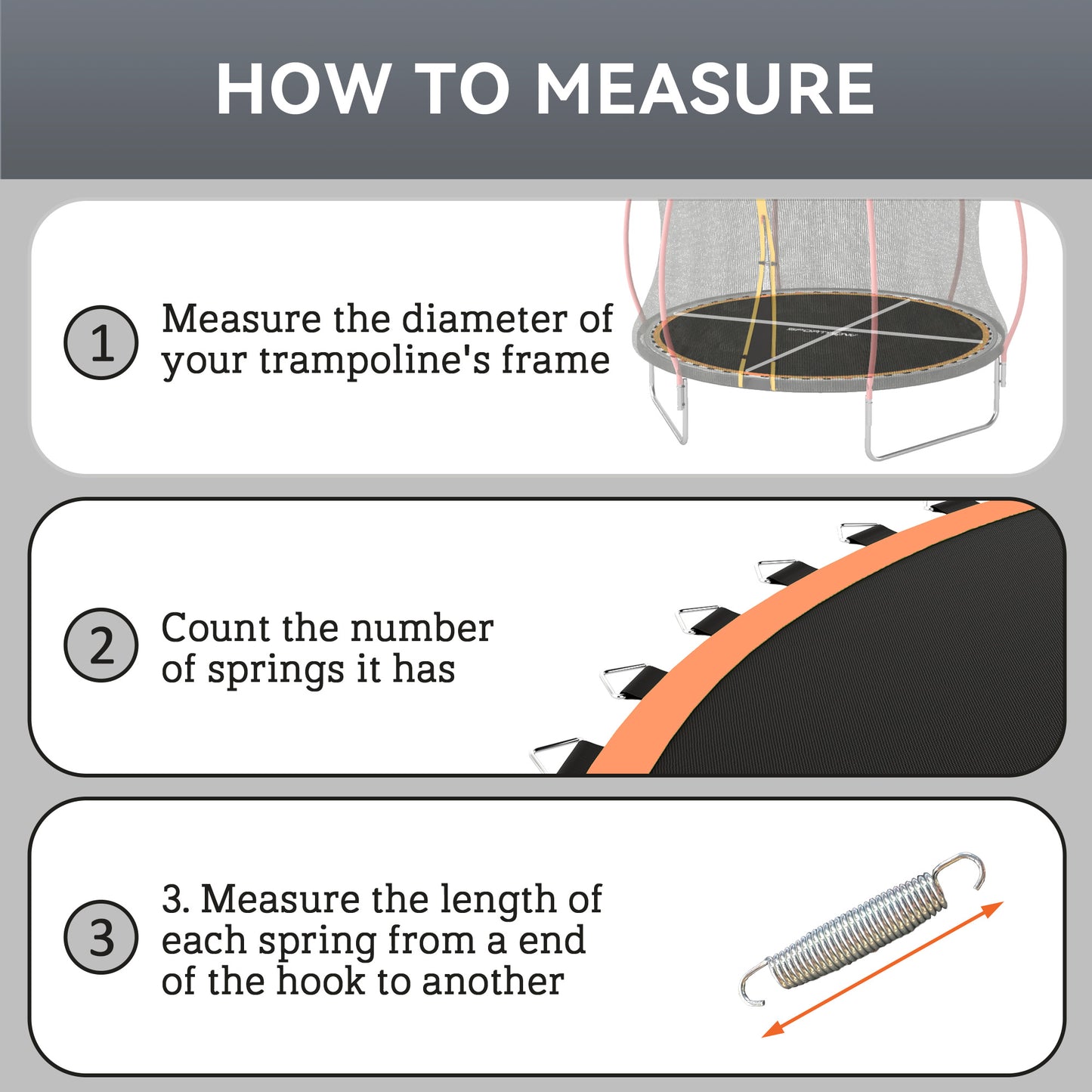 Trampoline Mat with 42 V-Hooks, for 8ft Trampoline, Orange