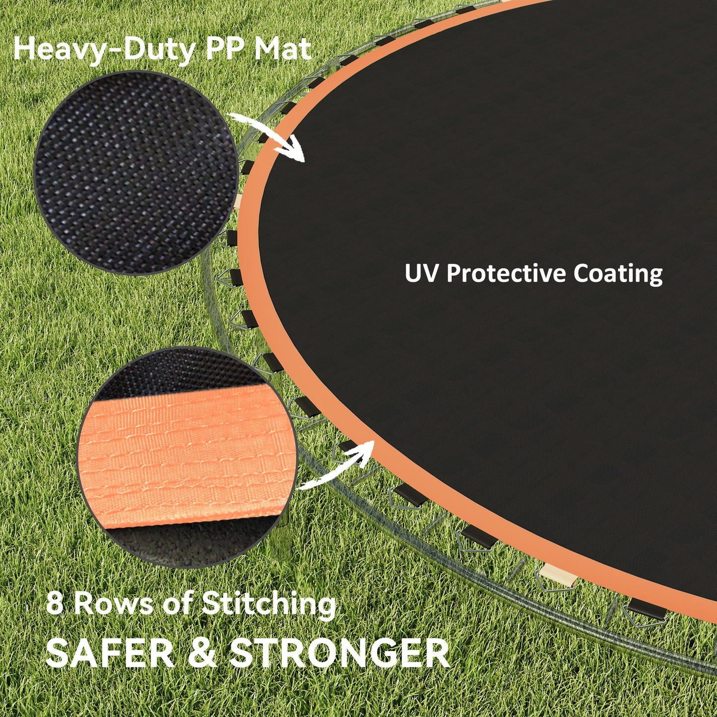 Trampoline Mat with 42 V-Hooks, for 8ft Trampoline, Orange