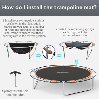 Trampoline Mat with 42 V-Hooks, for 8ft Trampoline, Orange