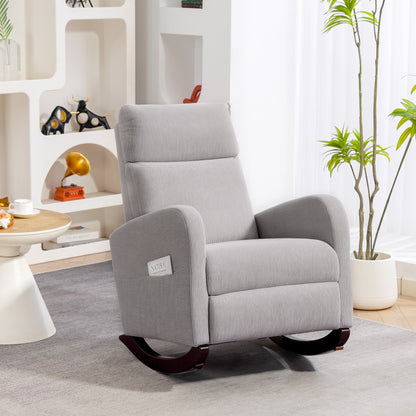 Modern High Back Corduroy Leisure Rocking Chair for Nursery, Grey