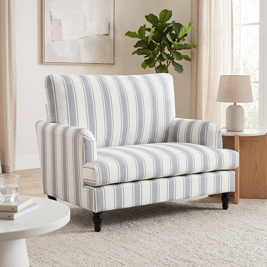 Velvet Single Sofa Armchair with Stripes, Grey