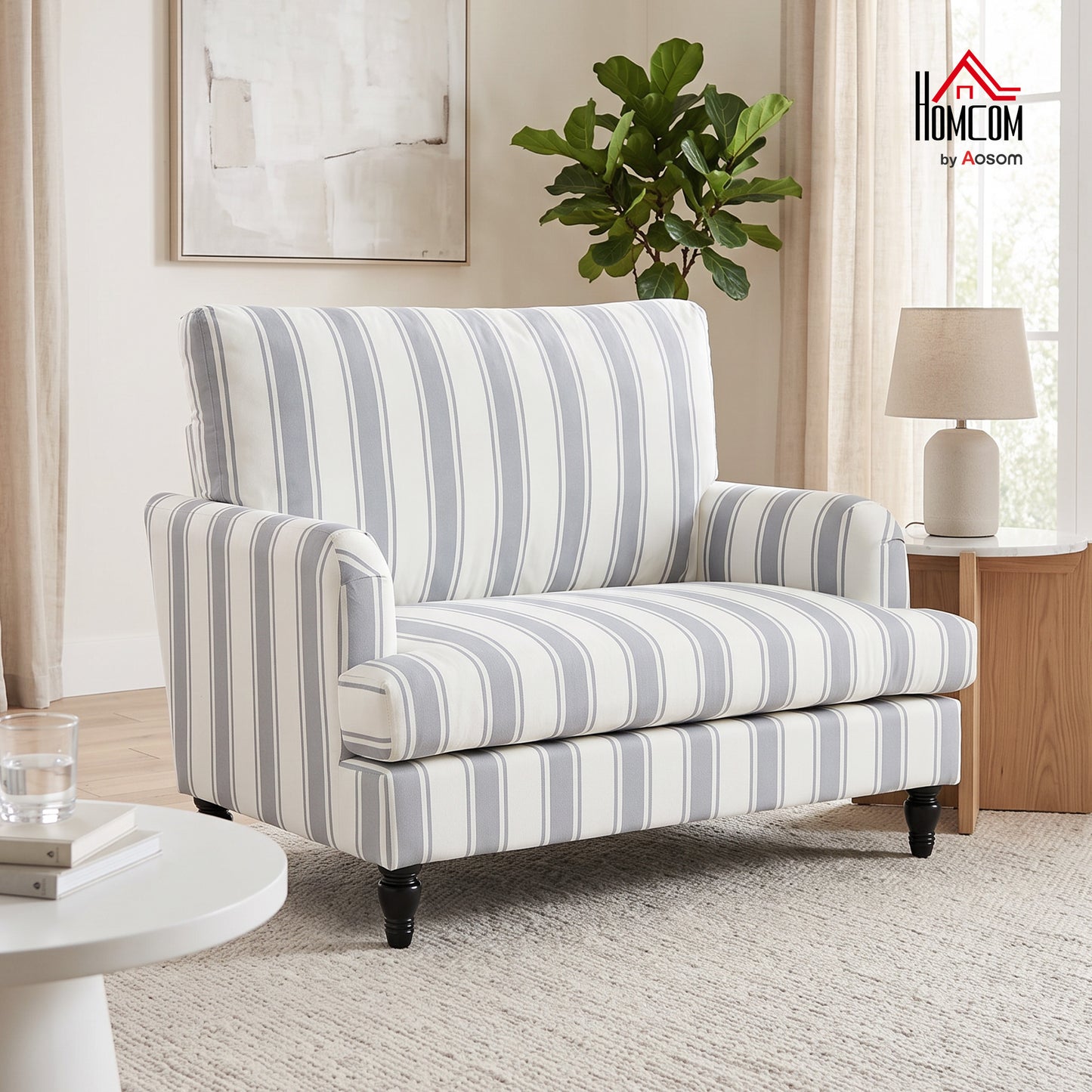 Velvet Single Sofa Armchair with Stripes, Grey