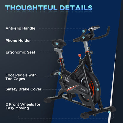 Stationary Exercise Bike, 10kg Flywheel Cycling Machine with Adjustable Resistance, LCD Monitor, Phone and Bottle Holder for Home Gym Office Cardio Workout Aerobic Training
