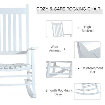 Outdoor Porch Rocking Chair Armchair Wooden Patio Rocker Balcony Deck Garden Seat White