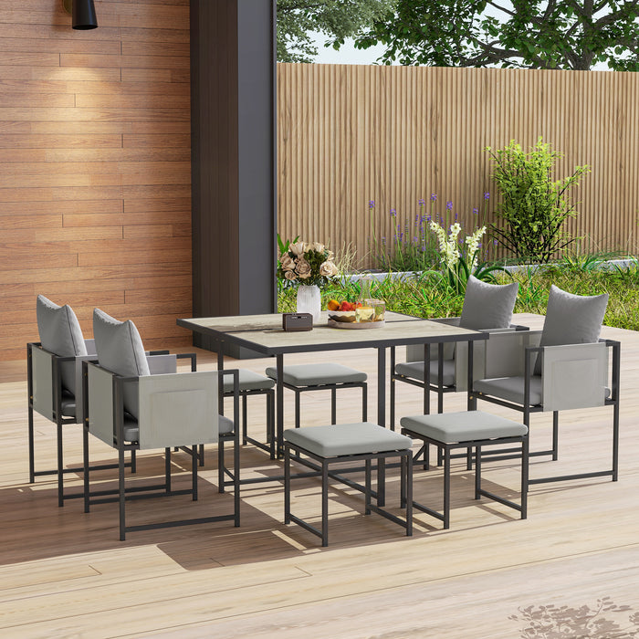 8 Seater Garden Dining Set, Cube Garden Furniture with Cushions