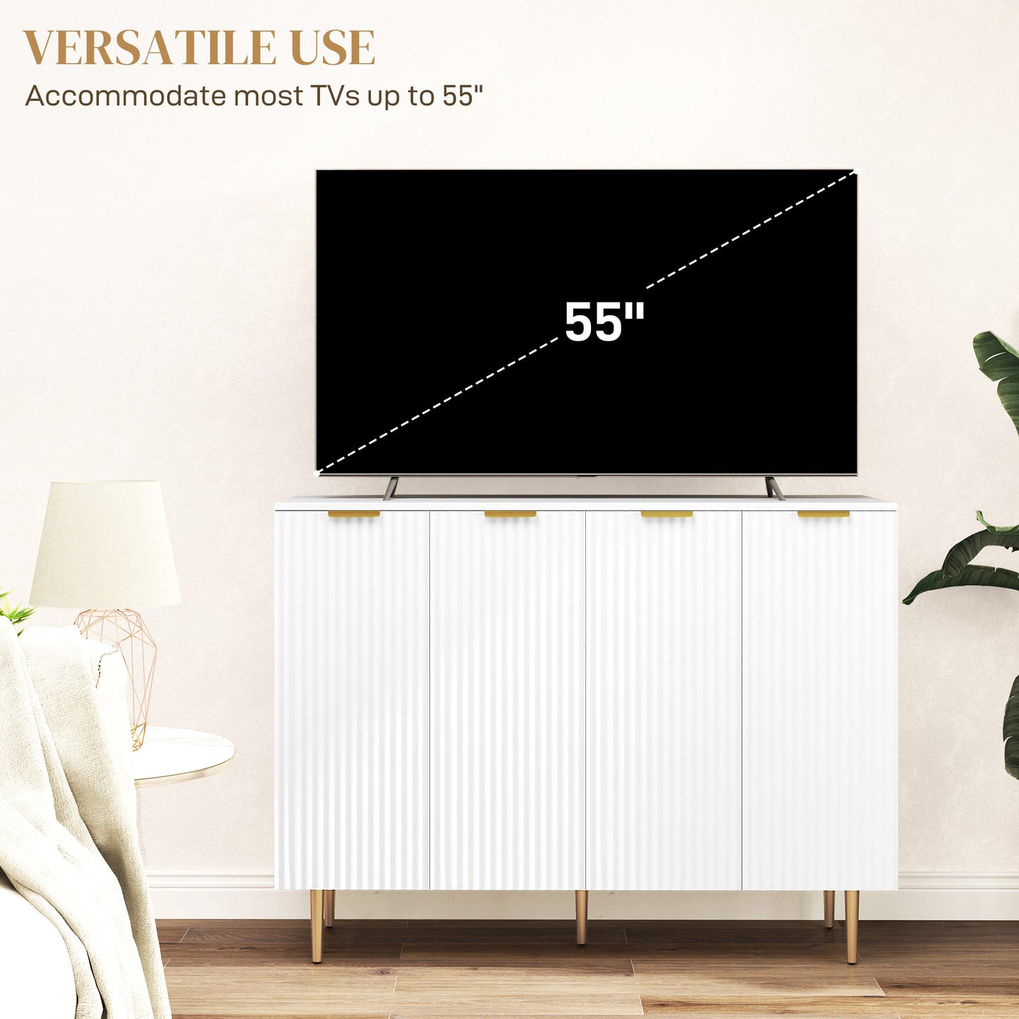 Sideboard Buffet Cabinet with Adjustable Shelves, White