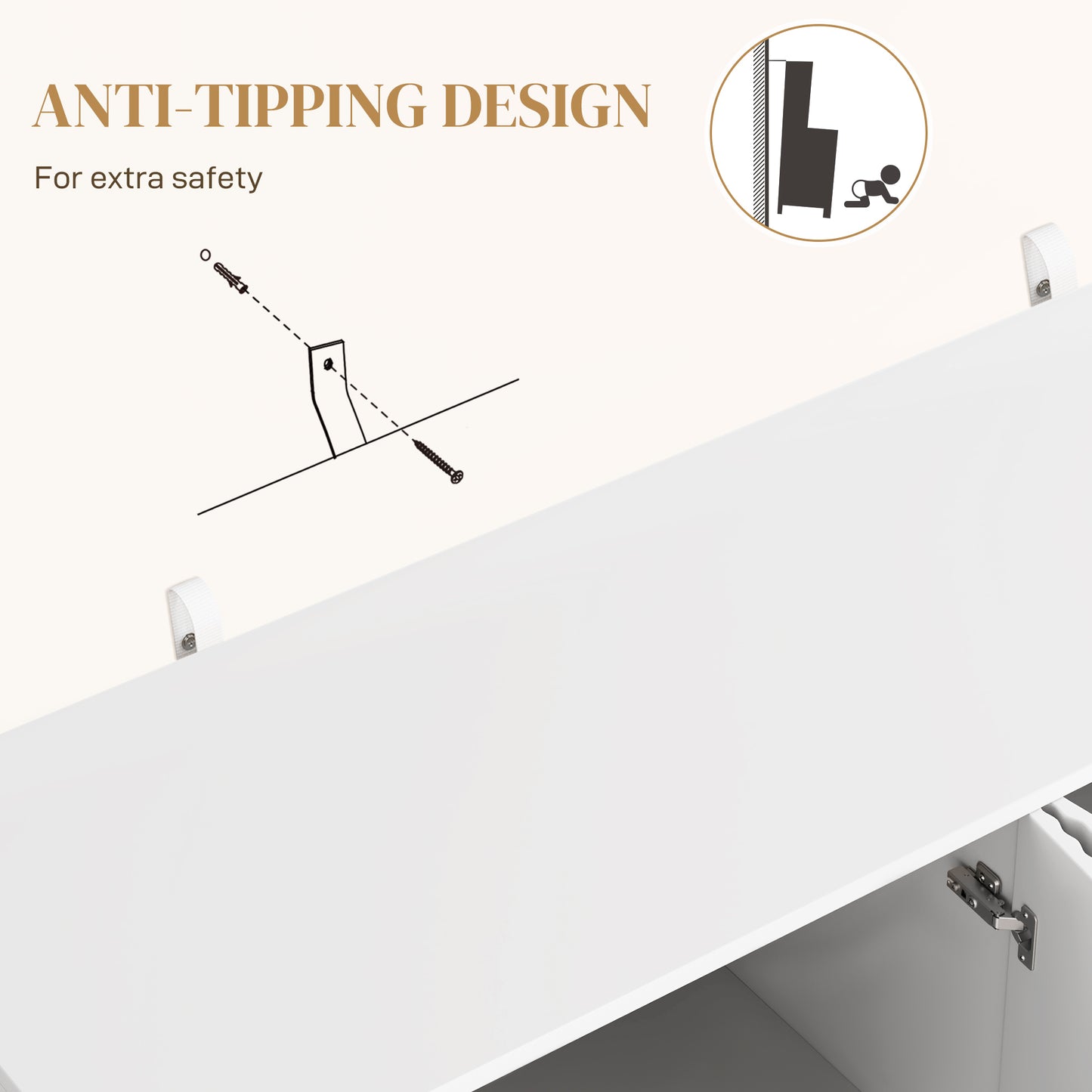 Sideboard Buffet Cabinet with Adjustable Shelves, White