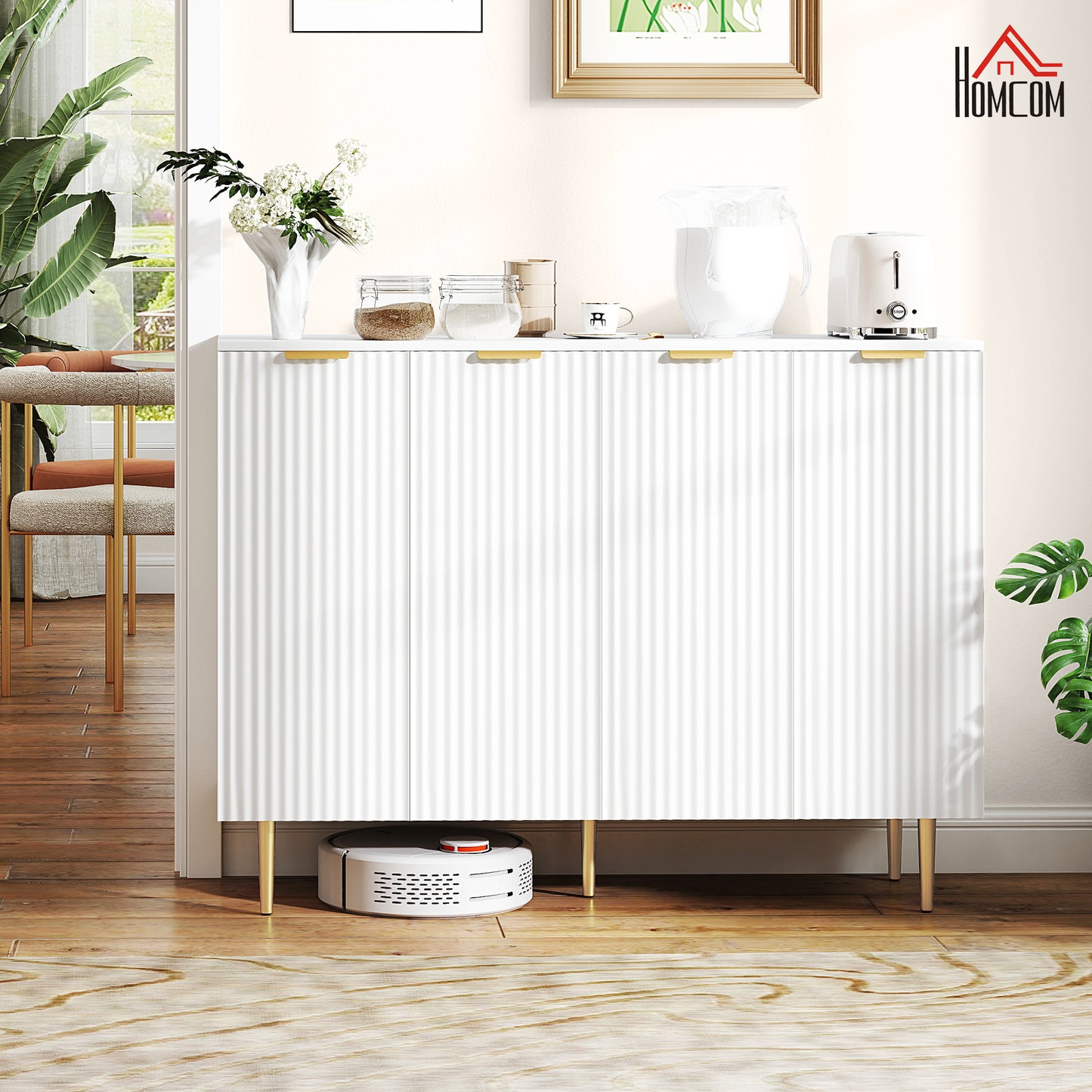Sideboard Buffet Cabinet with Adjustable Shelves, White