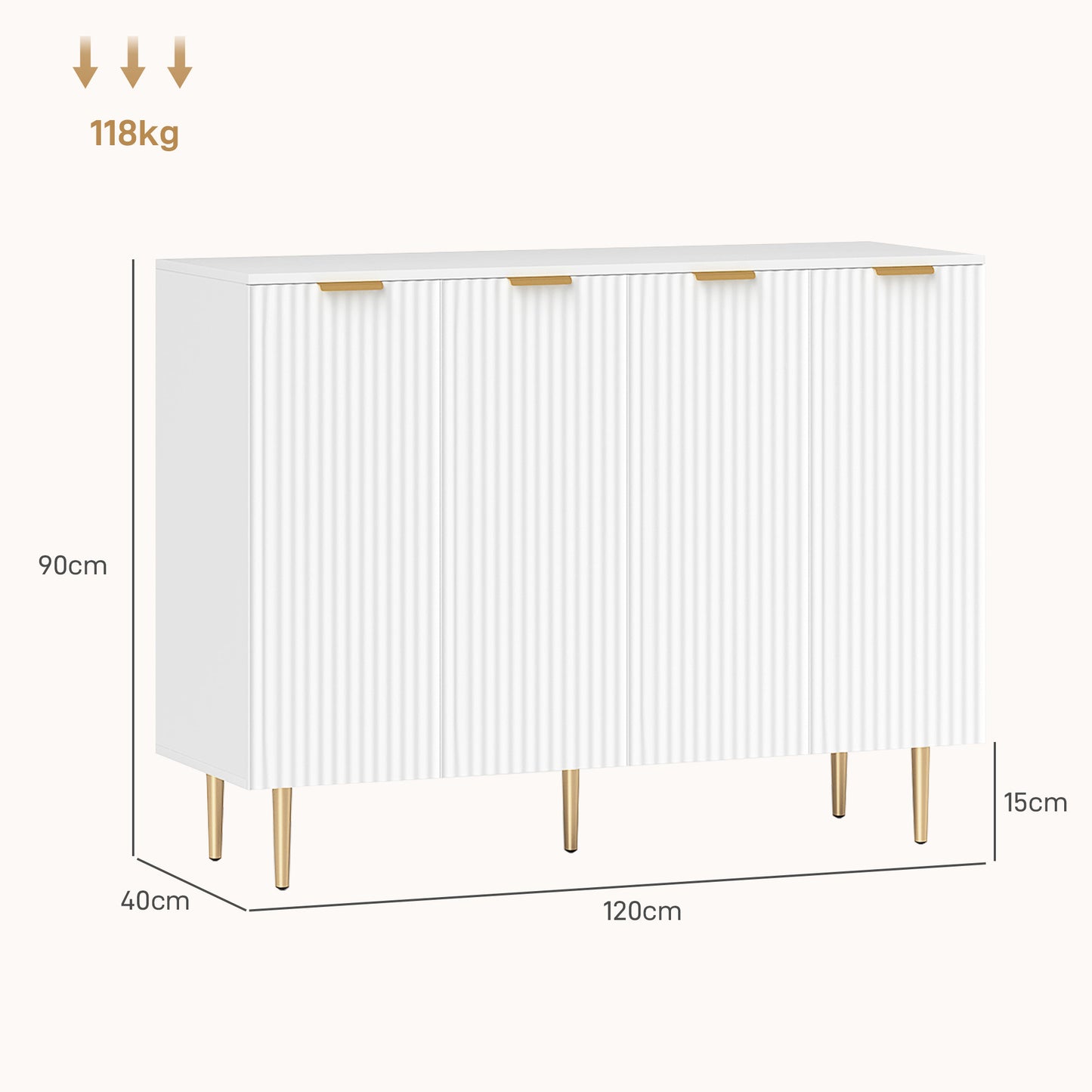 Sideboard Buffet Cabinet with Adjustable Shelves, White