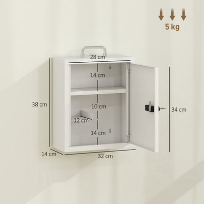Medicine Cabinet, Medical Cabinet w/ Combination and Key Lock, White