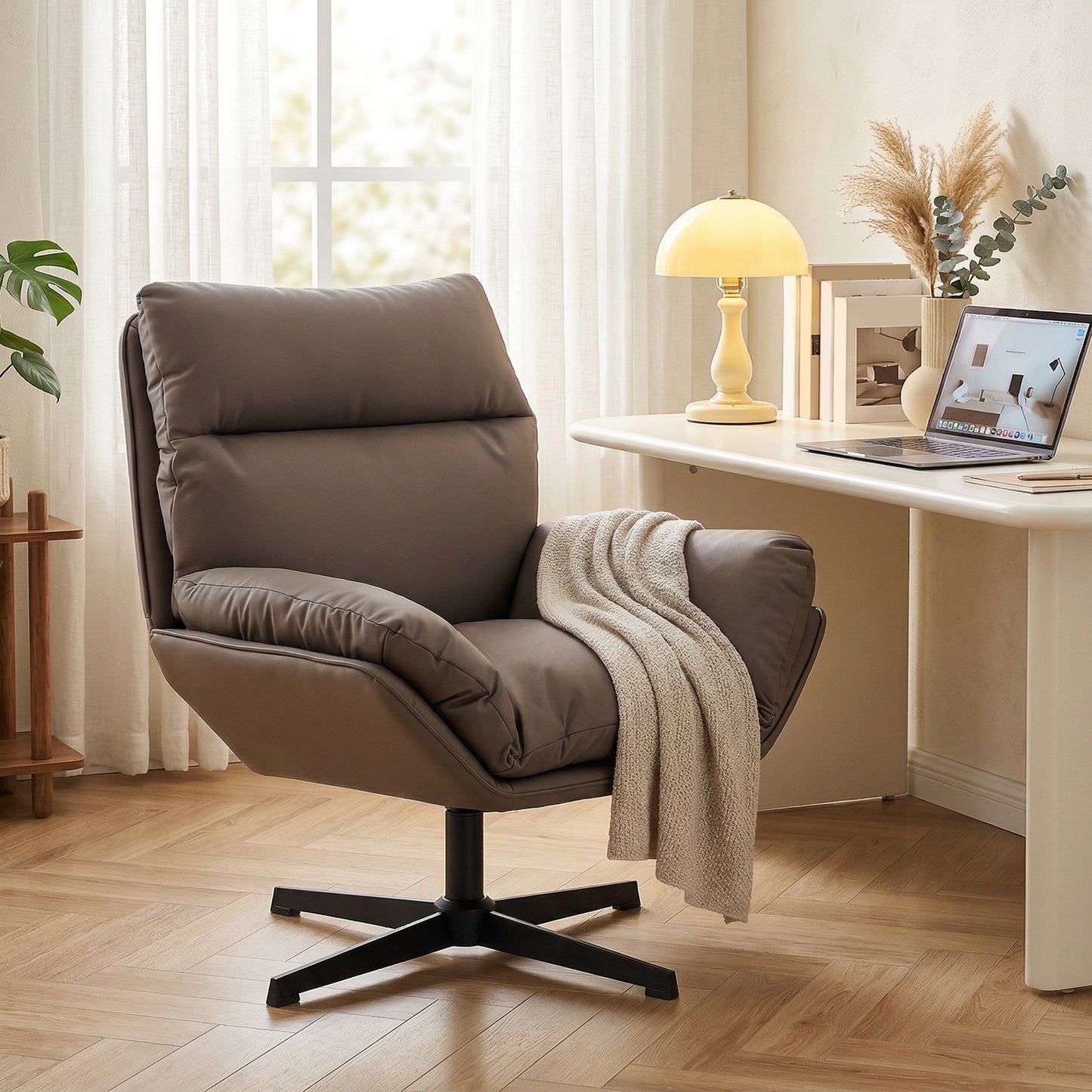 Accent Chair with 360 Swivel Dark Brown