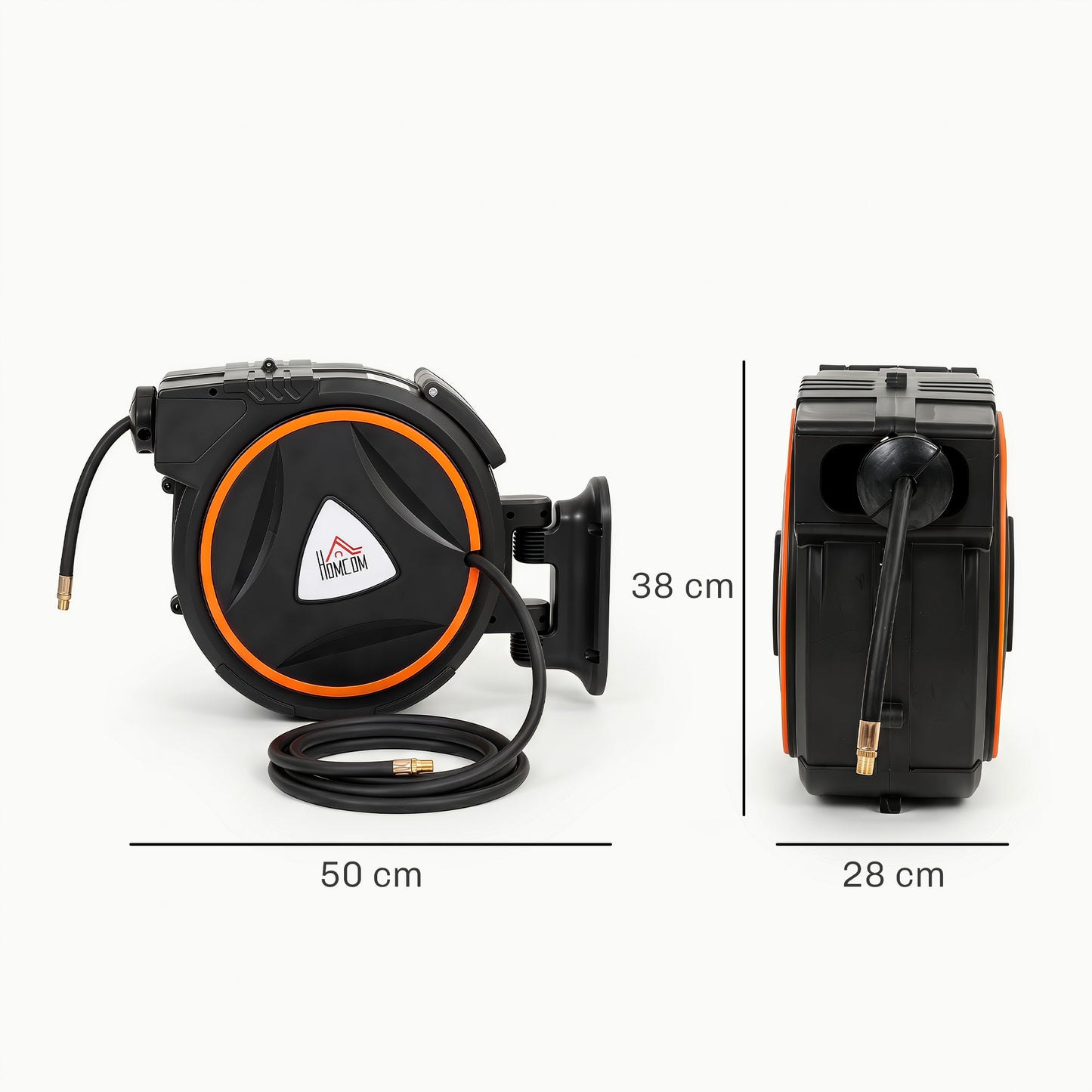 Wall Mount Auto Rewind Hose Reel with 180° Swivel Bracket, Black