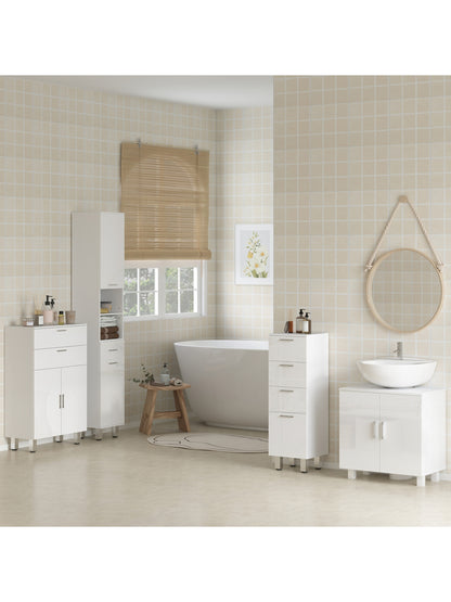 Freestanding Bathroom High Gloss Under Sink Cabinet, White