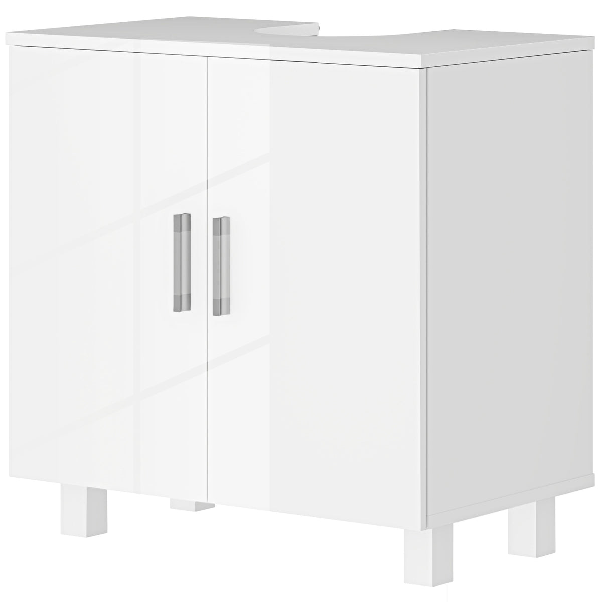 Freestanding Bathroom High Gloss Under Sink Cabinet, White