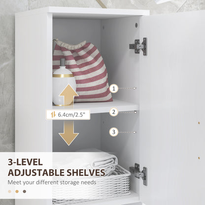 kleankin Tall Bathroom Storage Cabinet with Soft Close Mechanism, White