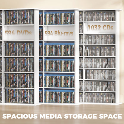 DVD Storage Unit, Media Storage Shelf with 24 Compartments, White