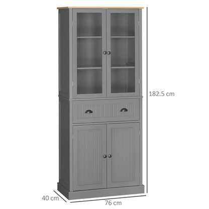 Tall Kitchen Cupboard, 5-tier Storage Cabinet with Adjustable Shelves