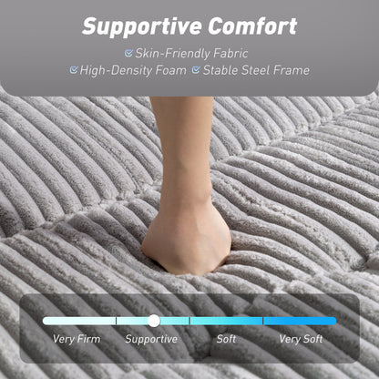 2 Seater Sofa Bed, Click Clack Pull Out Bed Settee, Light Grey