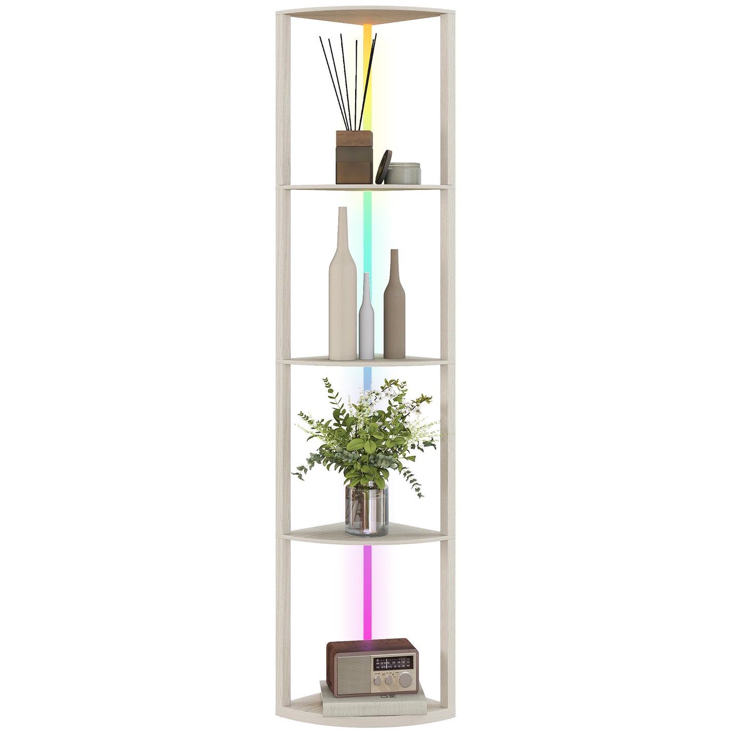RGB LED Floor Lamp with Shelves and Remote Control for Living Room