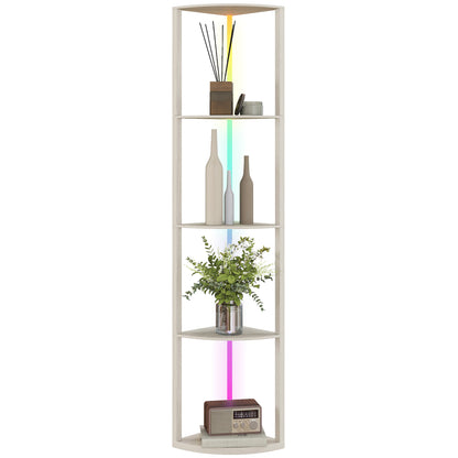 RGB LED Floor Lamp with Shelves and Remote Control for Living Room
