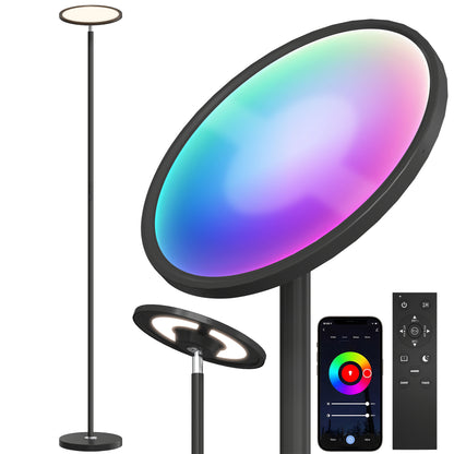 Uplighter Floor Lamp with Tuya App and Music Sync for Bedroom, Black