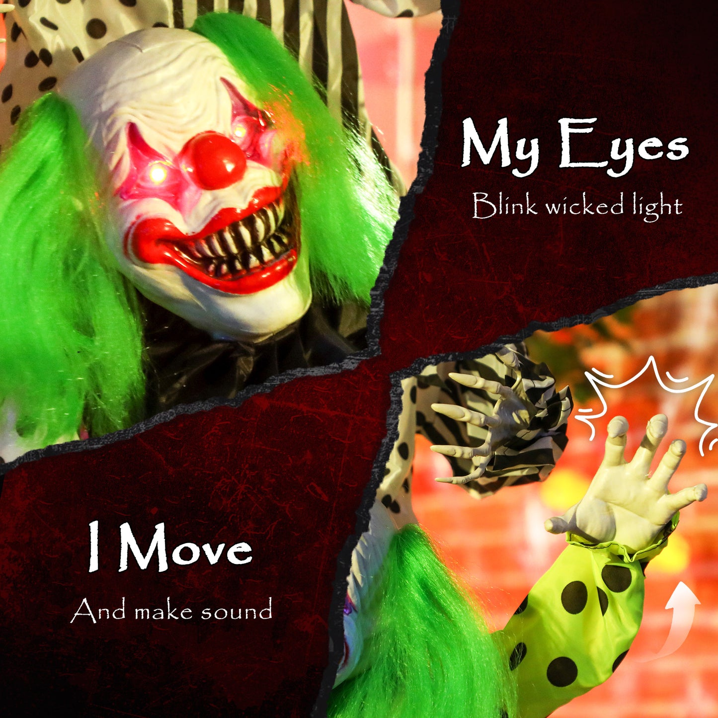 Sound Activated Stackable Halloween Animatronics Clowns