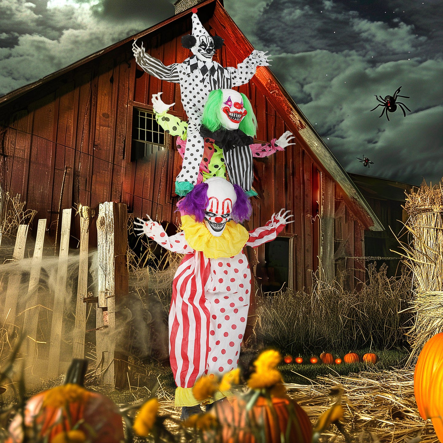 Sound Activated Stackable Halloween Animatronics Clowns